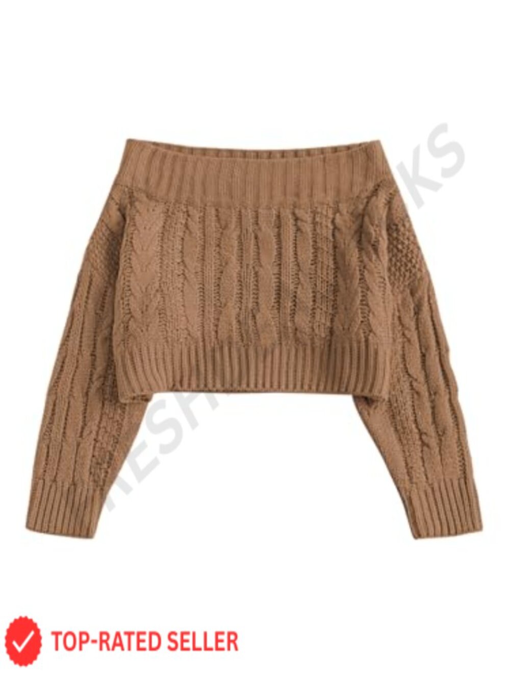 Off Shoulder Sweatshirt Batwing Ribbed Knit Crop Sweater
